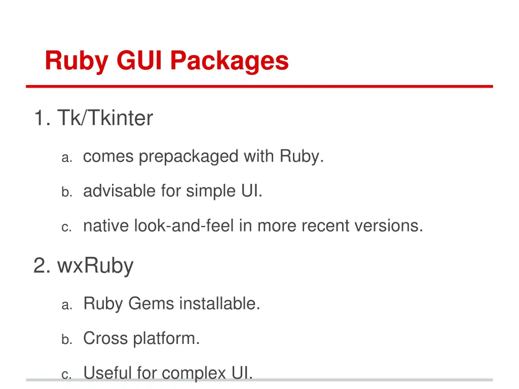 ruby gui packages