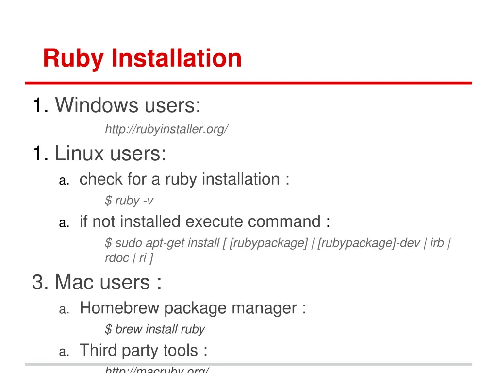 ruby installation