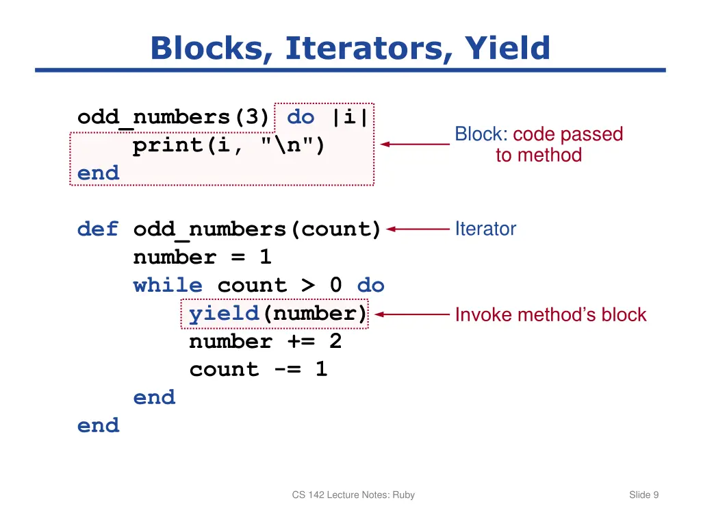 blocks iterators yield