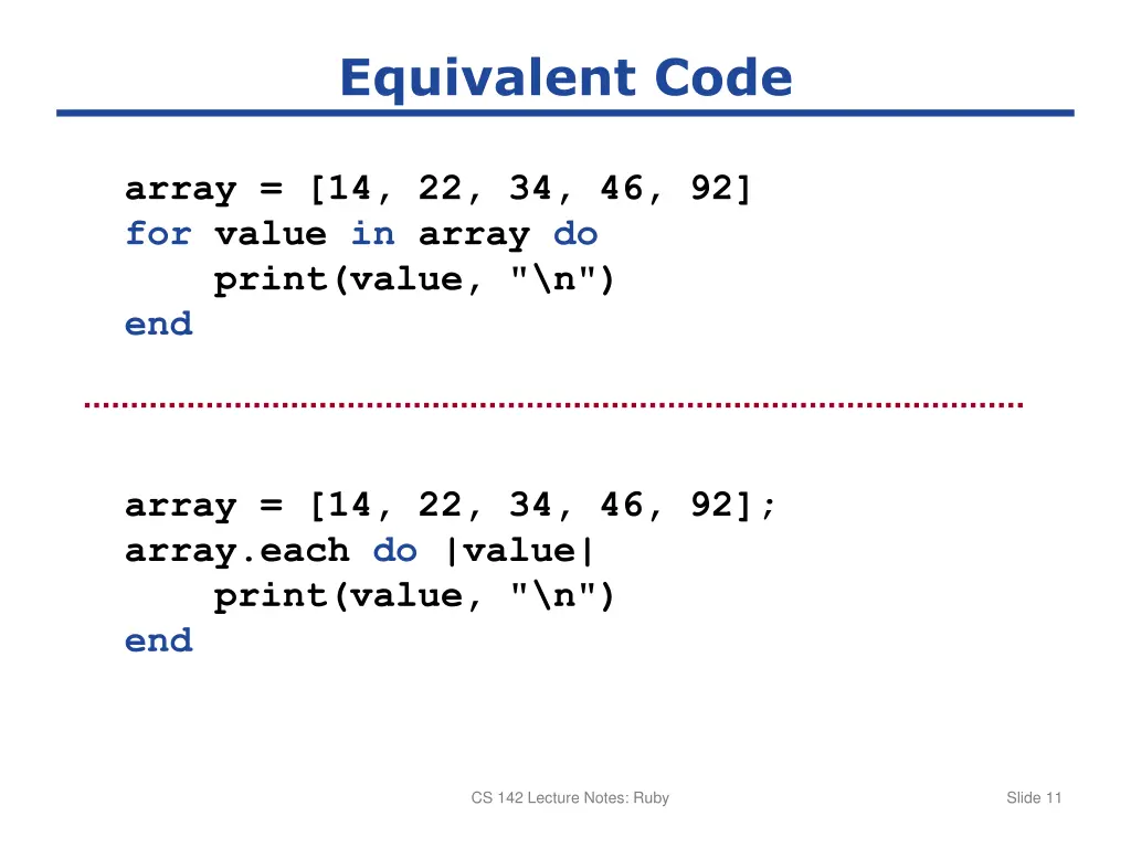 equivalent code