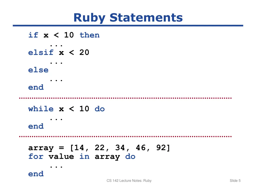 ruby statements