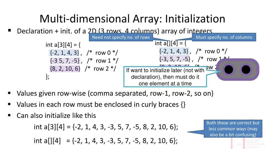 multi dimensional array initialization