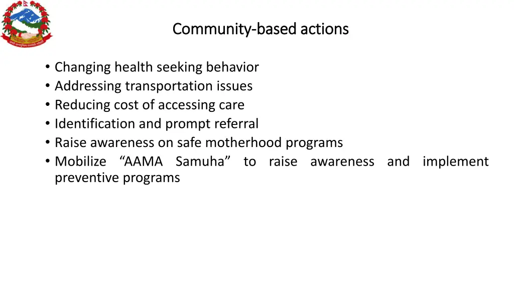 community community based actions based actions