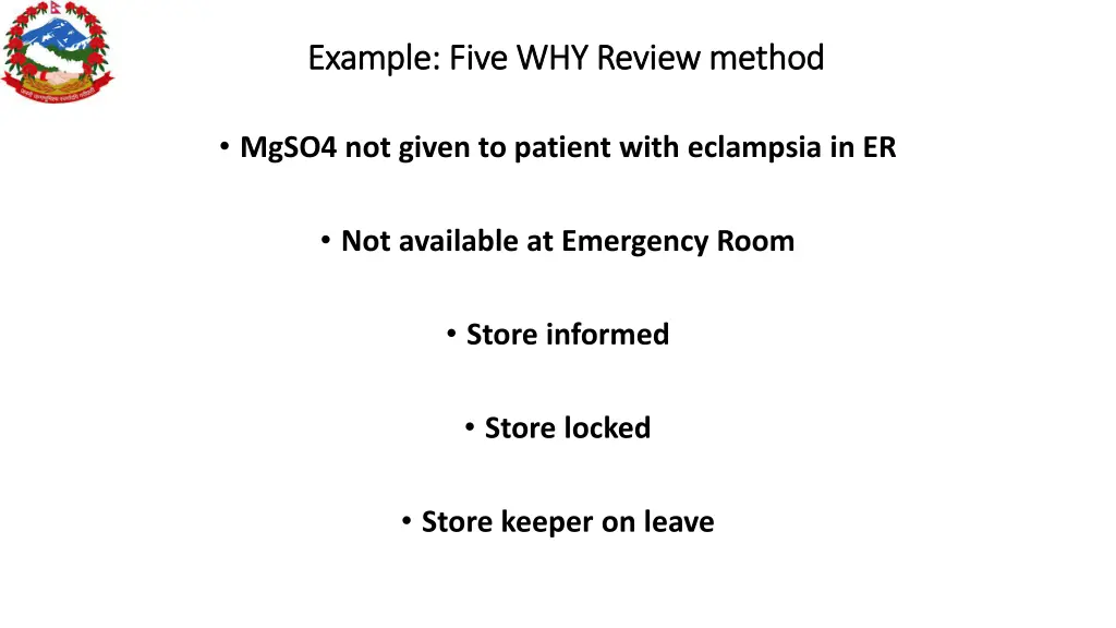 example five why review method example five