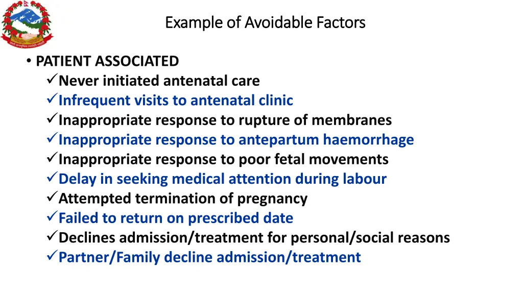 example of avoidable factors example of avoidable