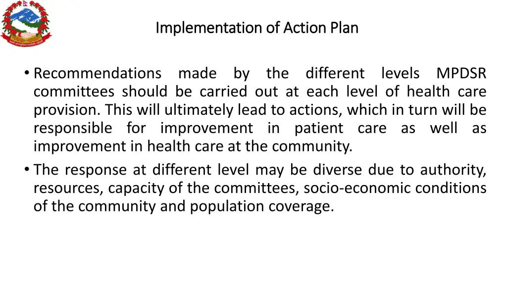 implementation of action plan implementation