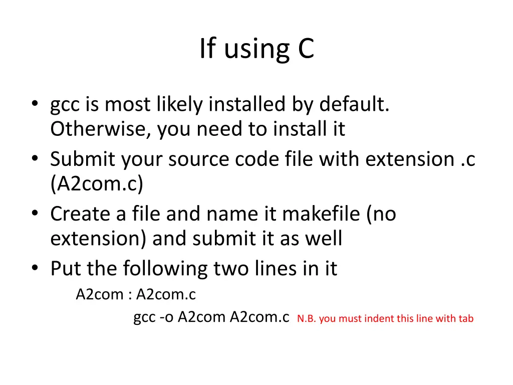 if using c