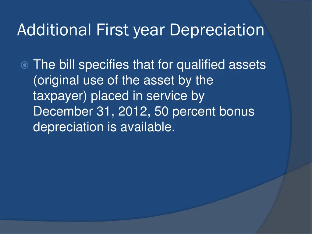 additional first year depreciation