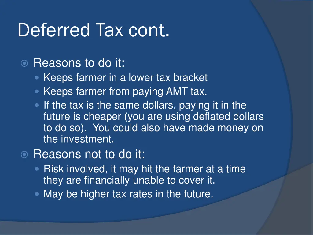 deferred tax cont