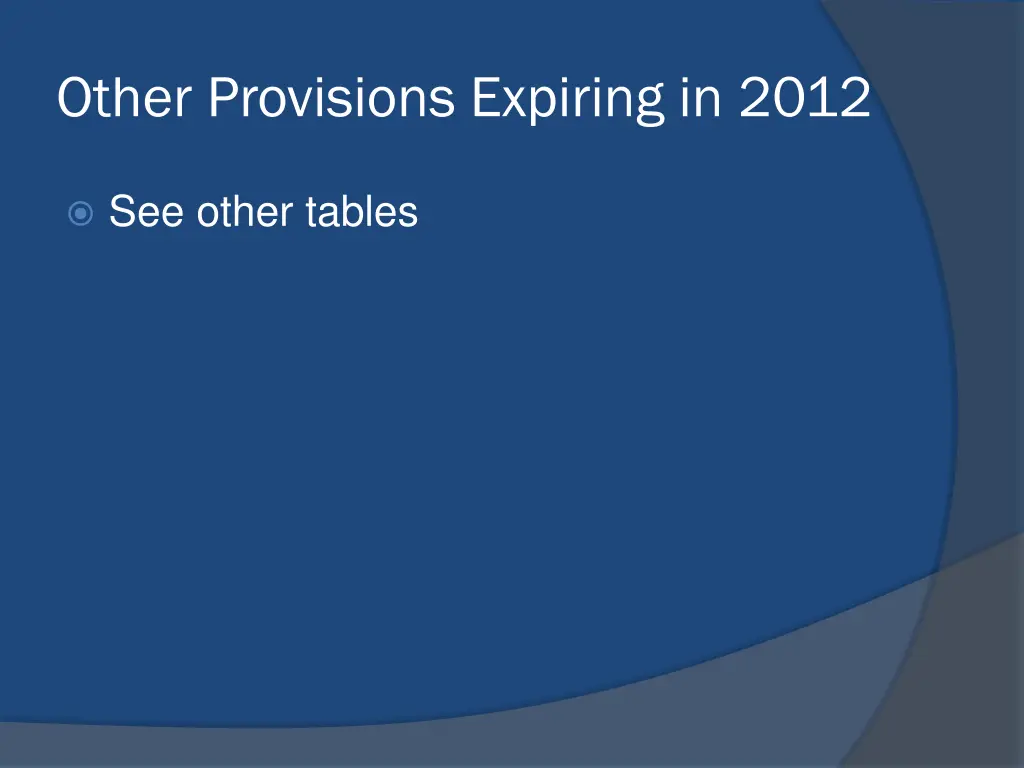 other provisions expiring in 2012