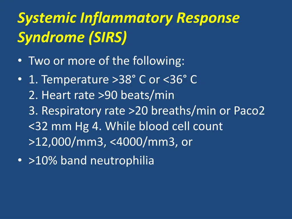 systemic inflammatory response syndrome sirs