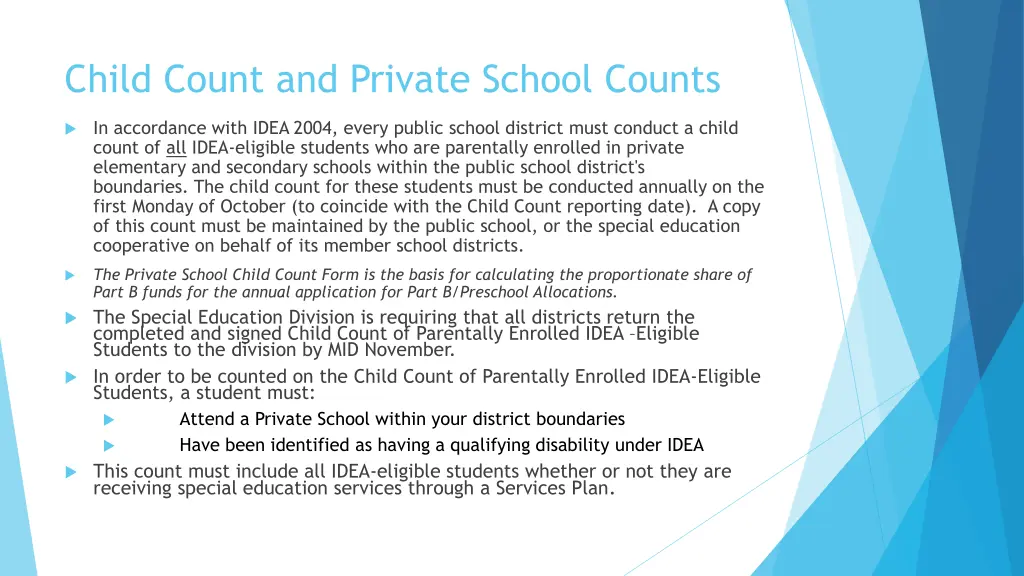 child count and private school counts