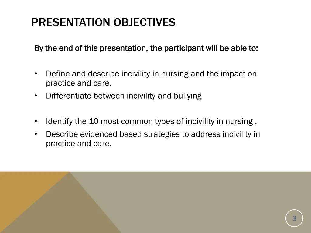 presentation objectives