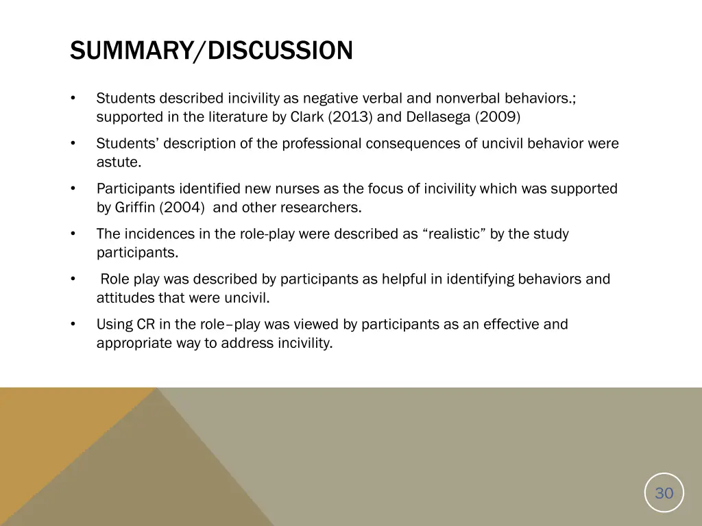summary discussion