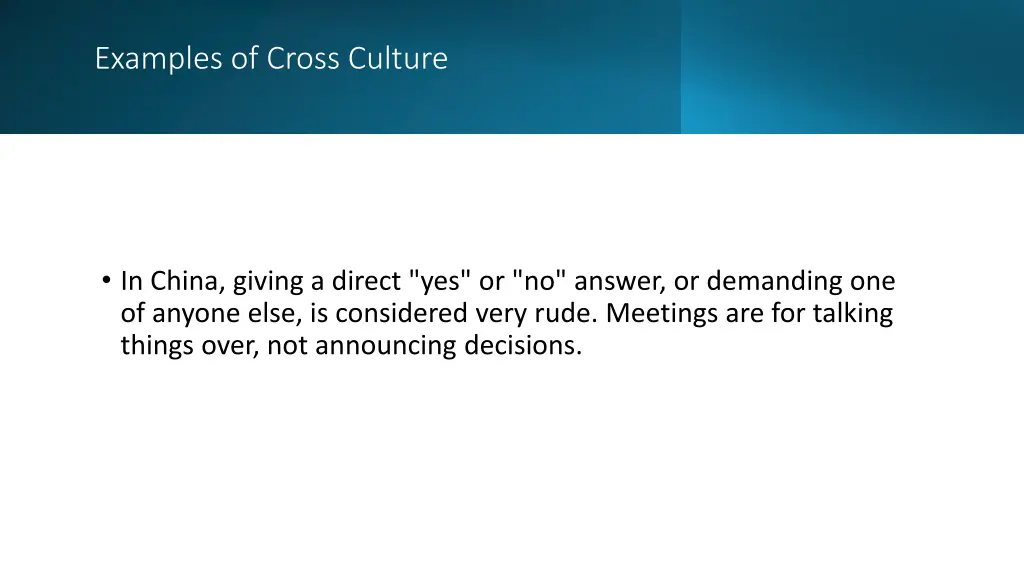 examples of cross culture 1