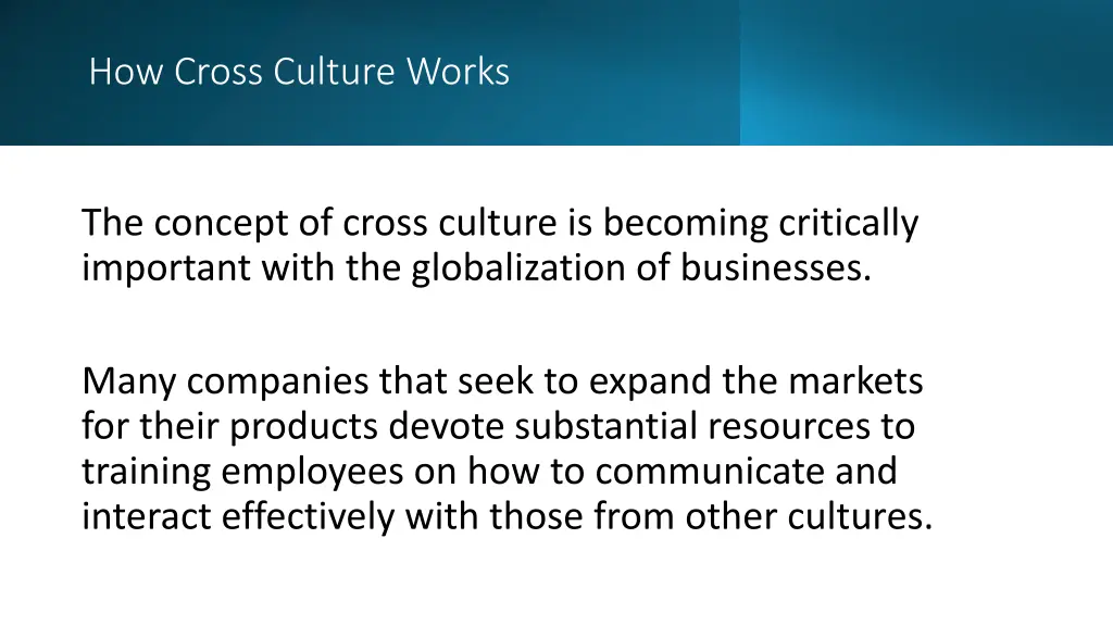 how cross culture works