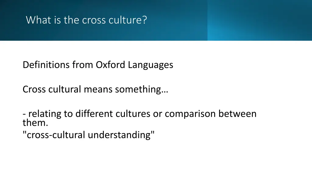 what is the cross culture 1