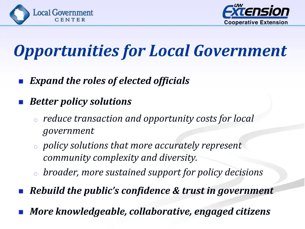 opportunities for local government