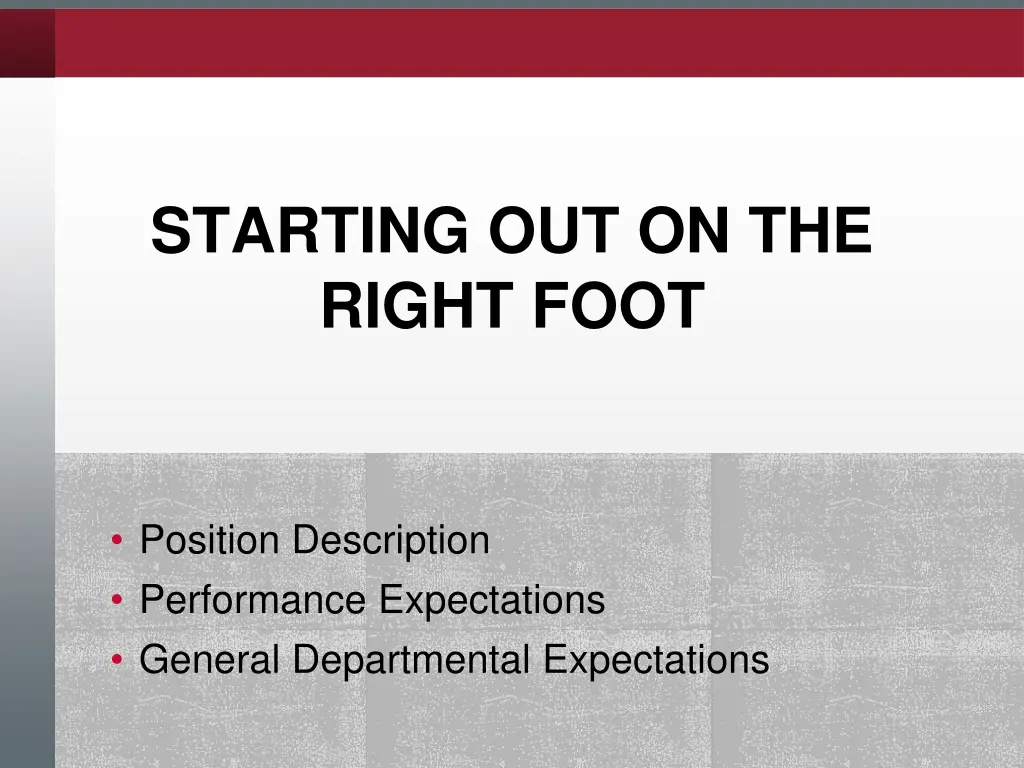 starting out on the right foot