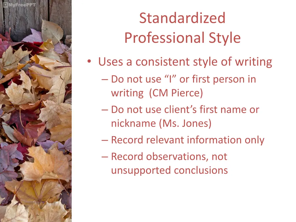 standardized professional style