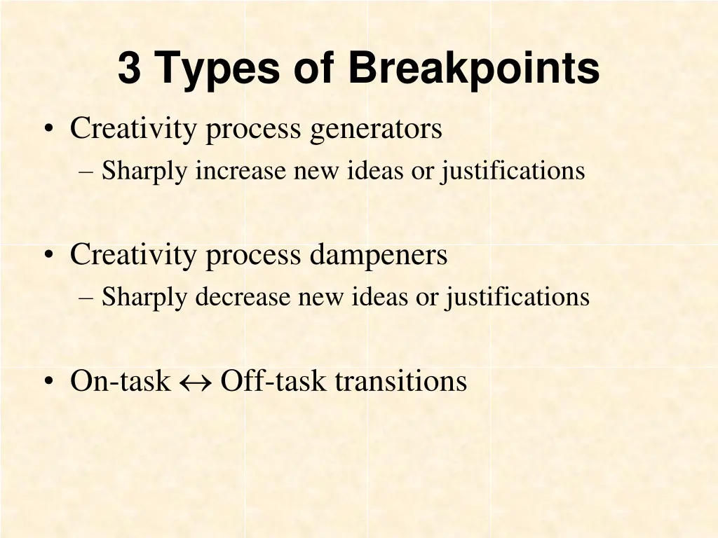 3 types of breakpoints creativity process