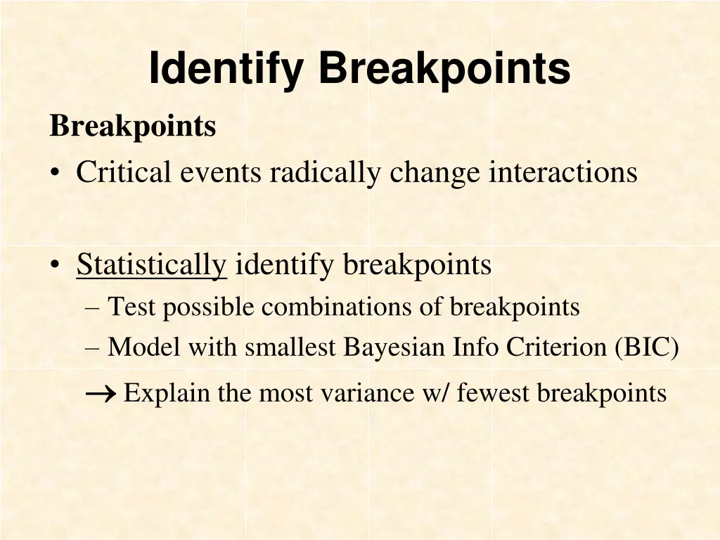 identify breakpoints breakpoints critical events