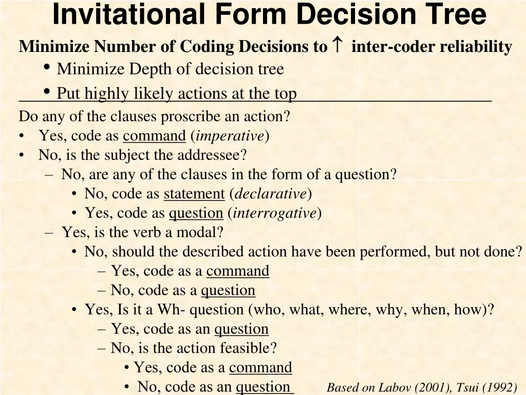 invitational form decision tree minimize number