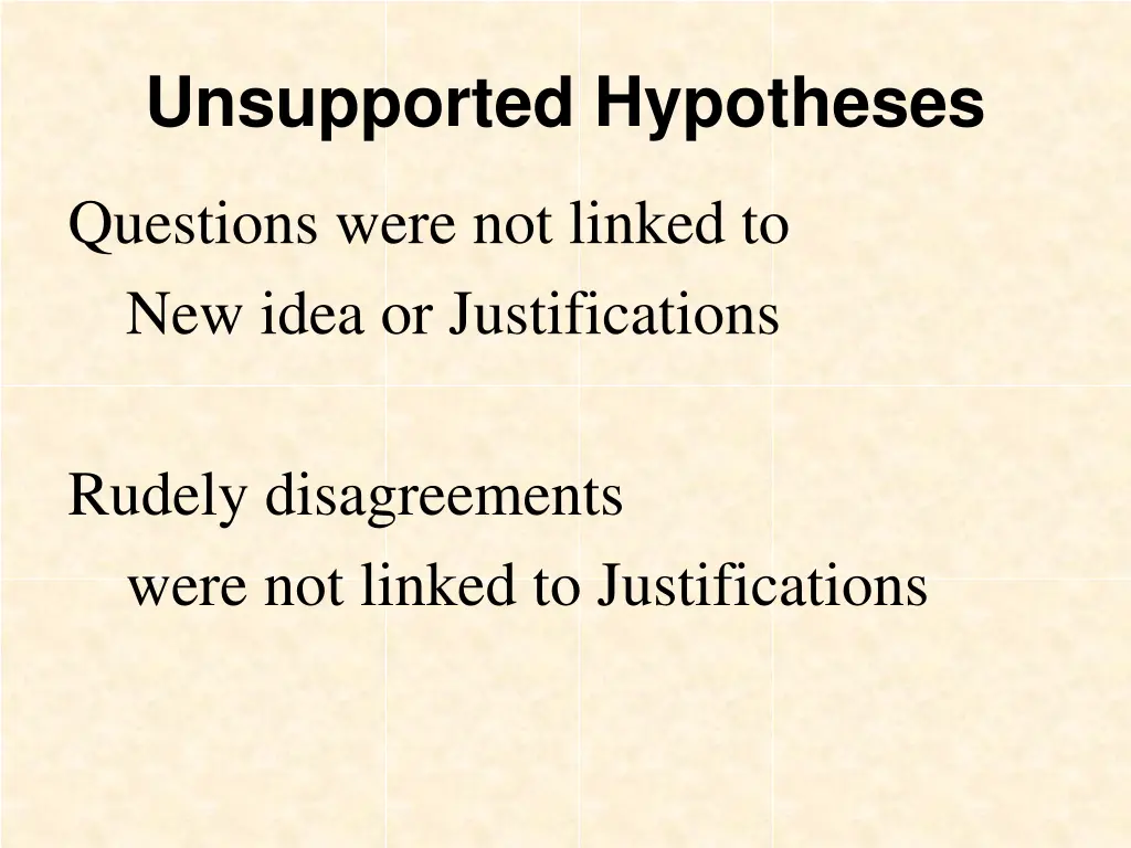 unsupported hypotheses