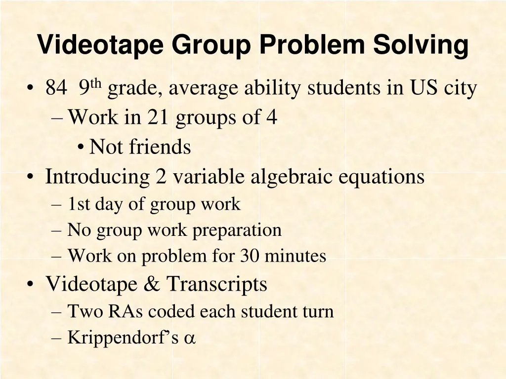 videotape group problem solving