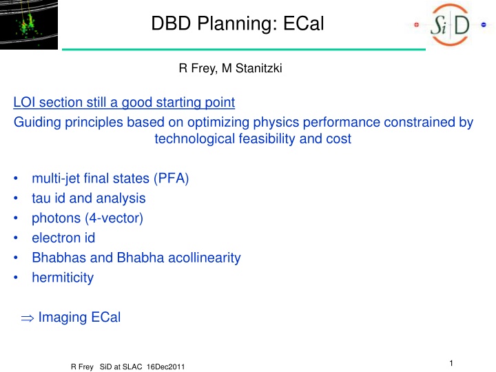 dbd planning ecal