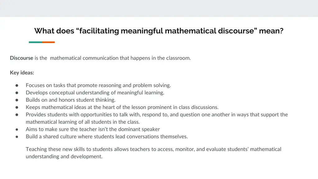 what does facilitating meaningful mathematical