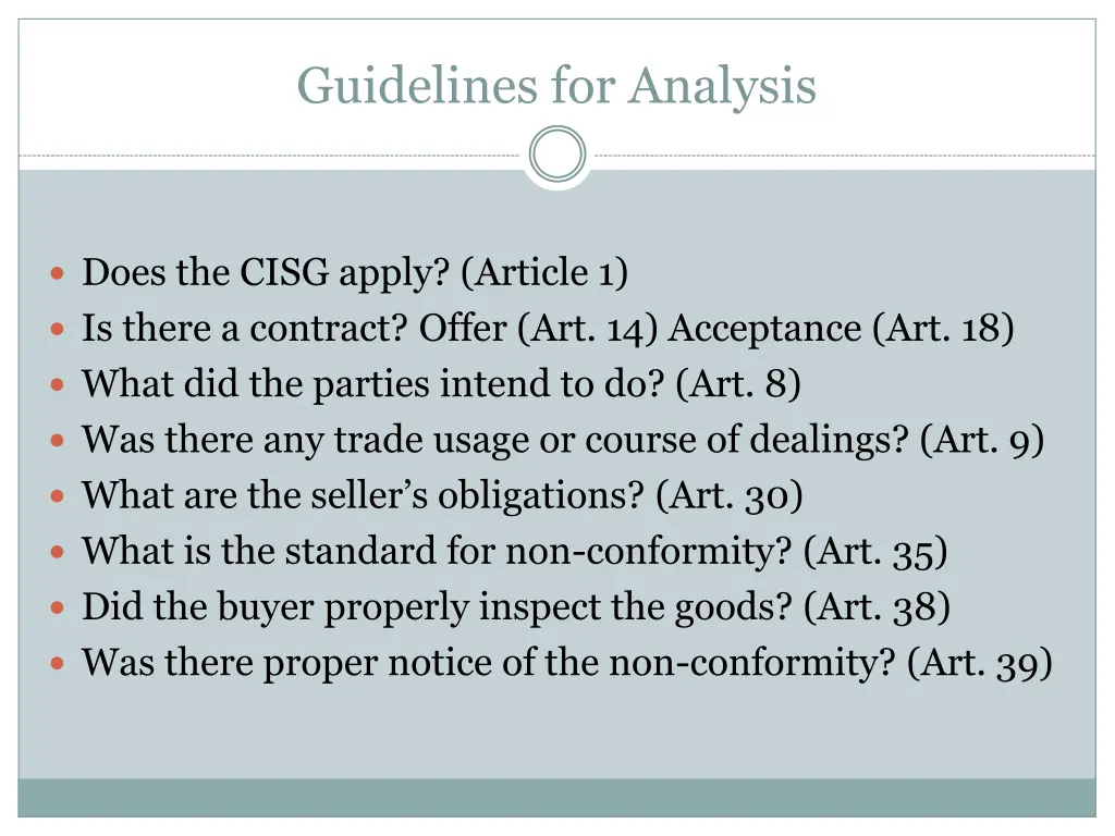 guidelines for analysis