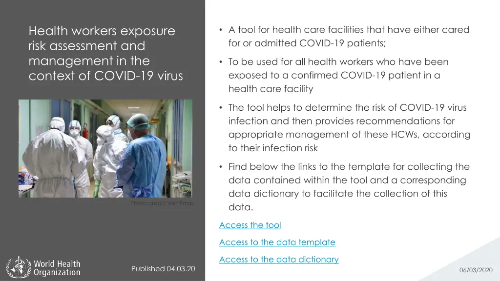 health workers exposure risk assessment