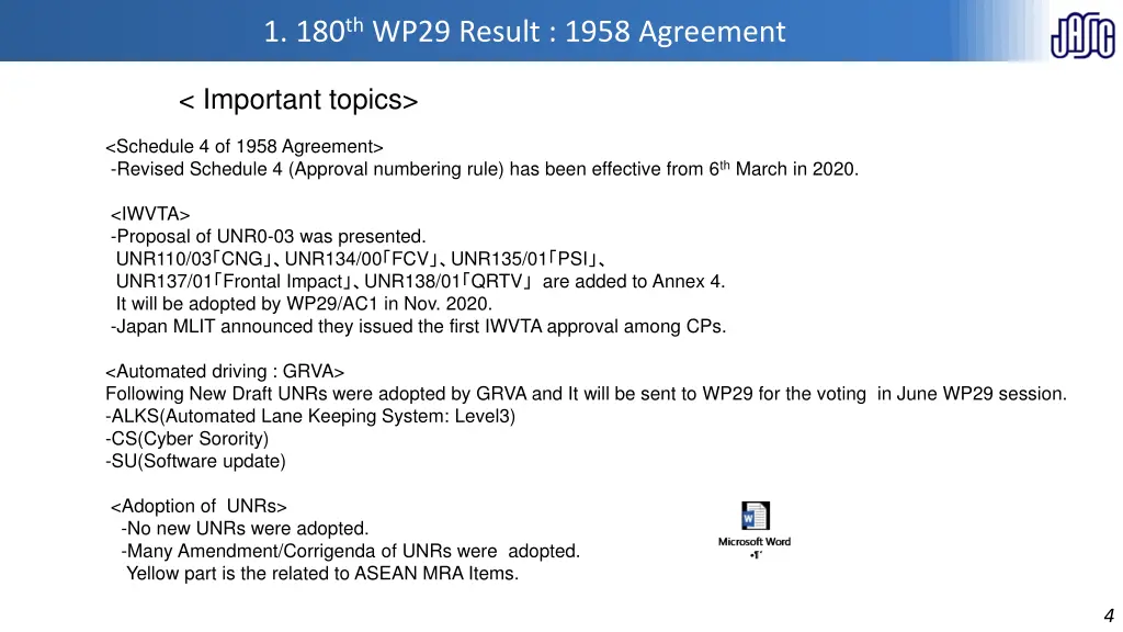 1 180 th wp29 result 1958 agreement