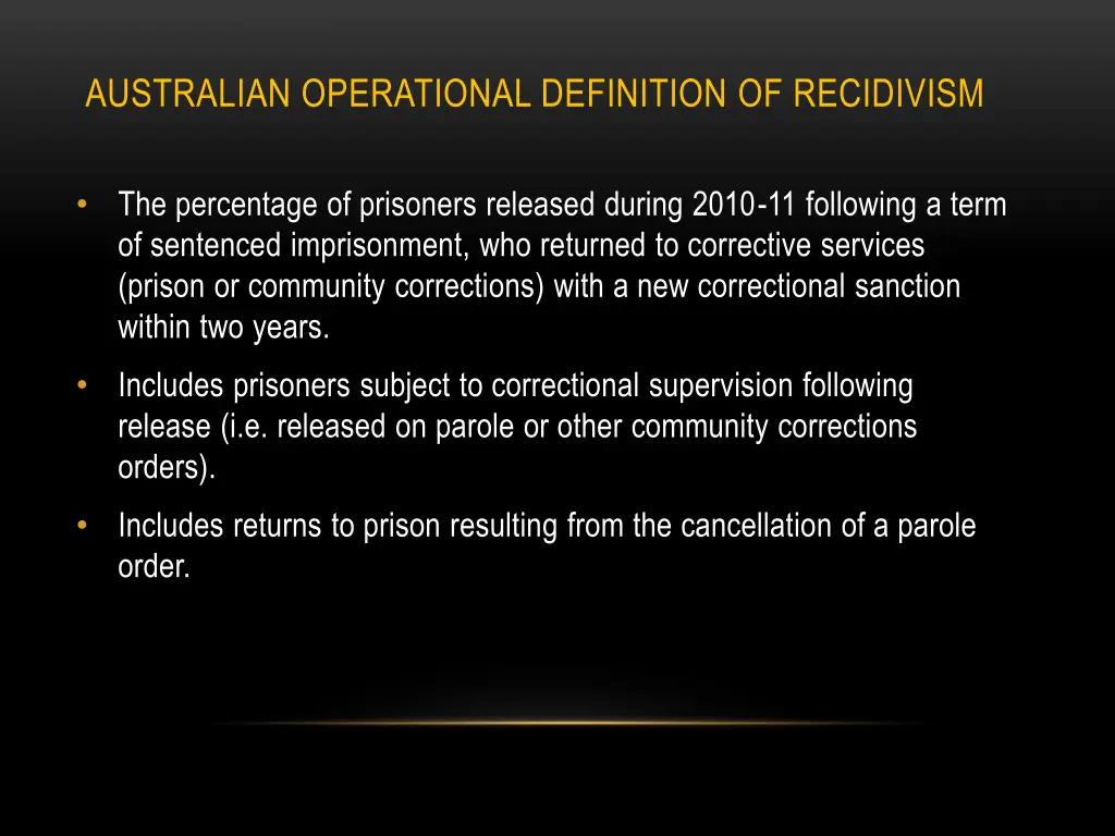 australian operational definition of recidivism