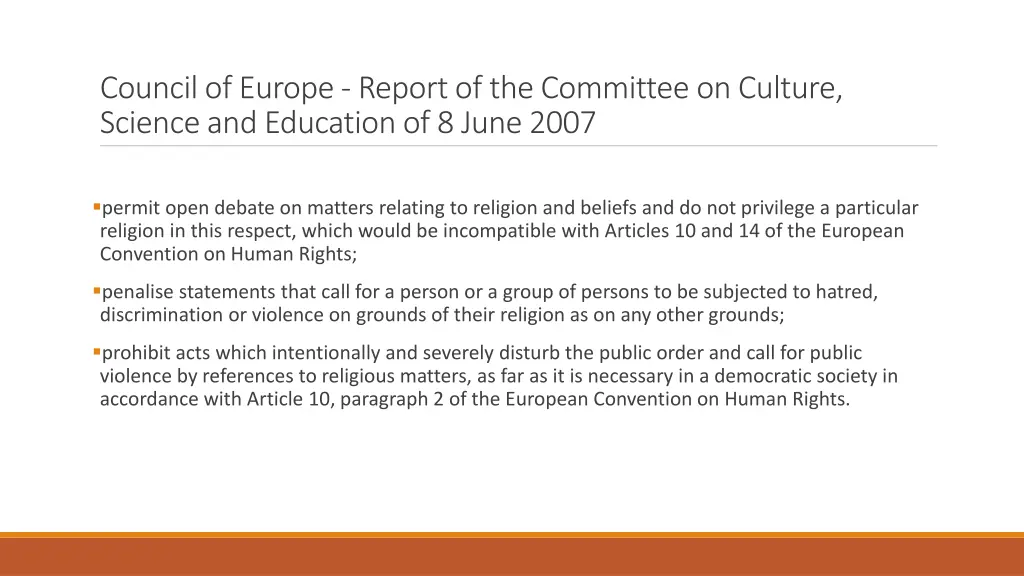 council of europe report of the committee
