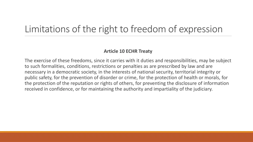 limitations of the right to freedom of expression