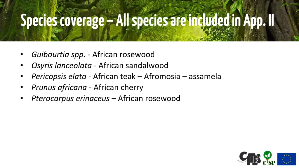 species coverage all species are included
