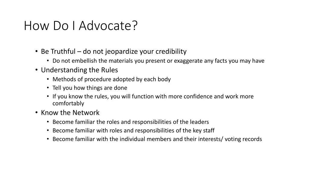 how do i advocate 1