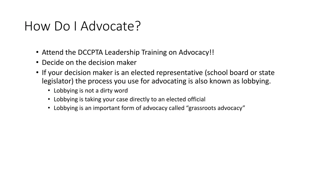 how do i advocate