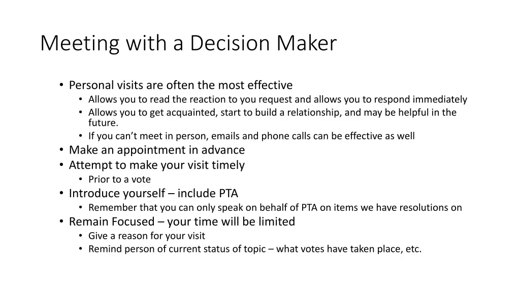 meeting with a decision maker
