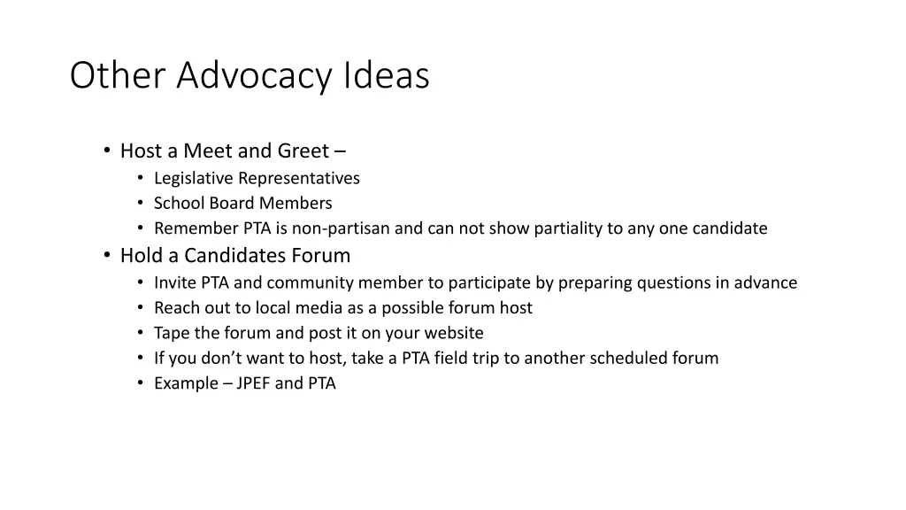 other advocacy ideas