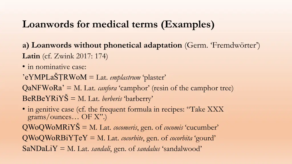 loanwords for medical terms examples