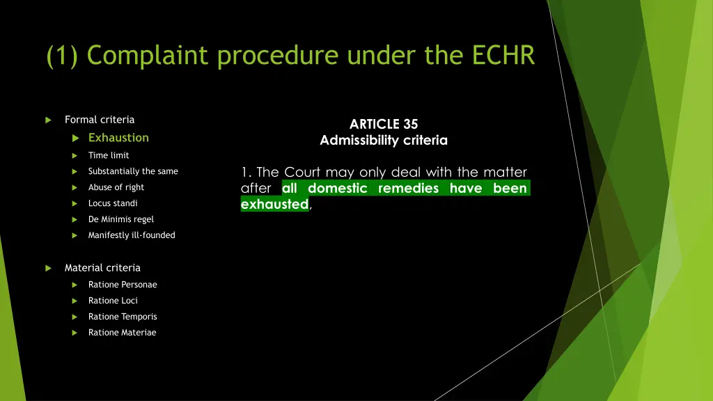 1 complaint procedure under the echr 1
