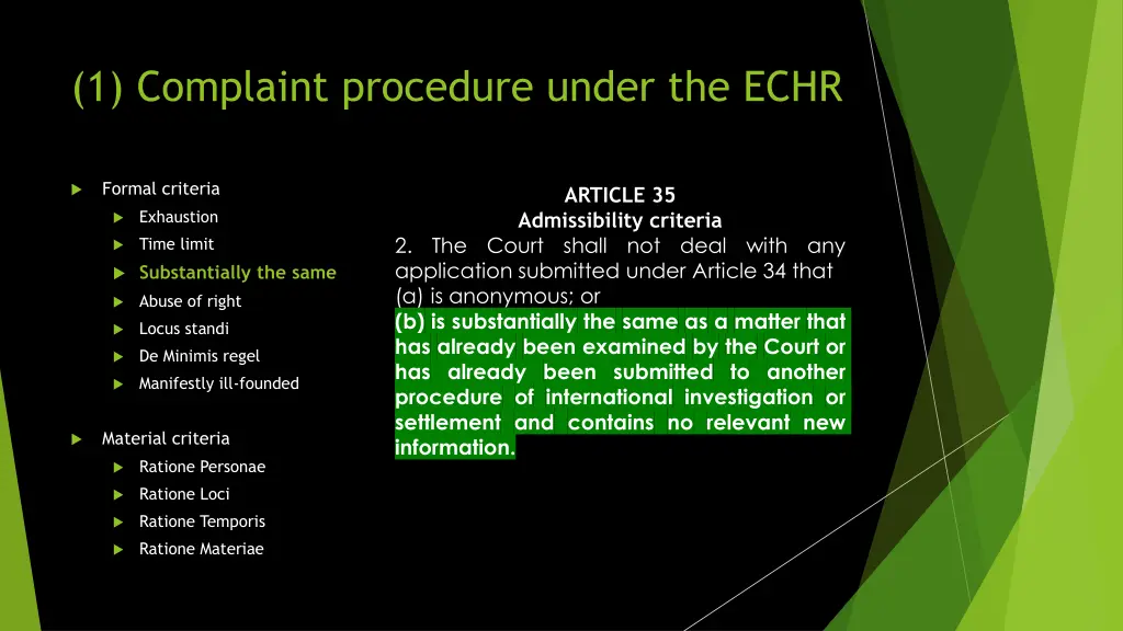 1 complaint procedure under the echr 3