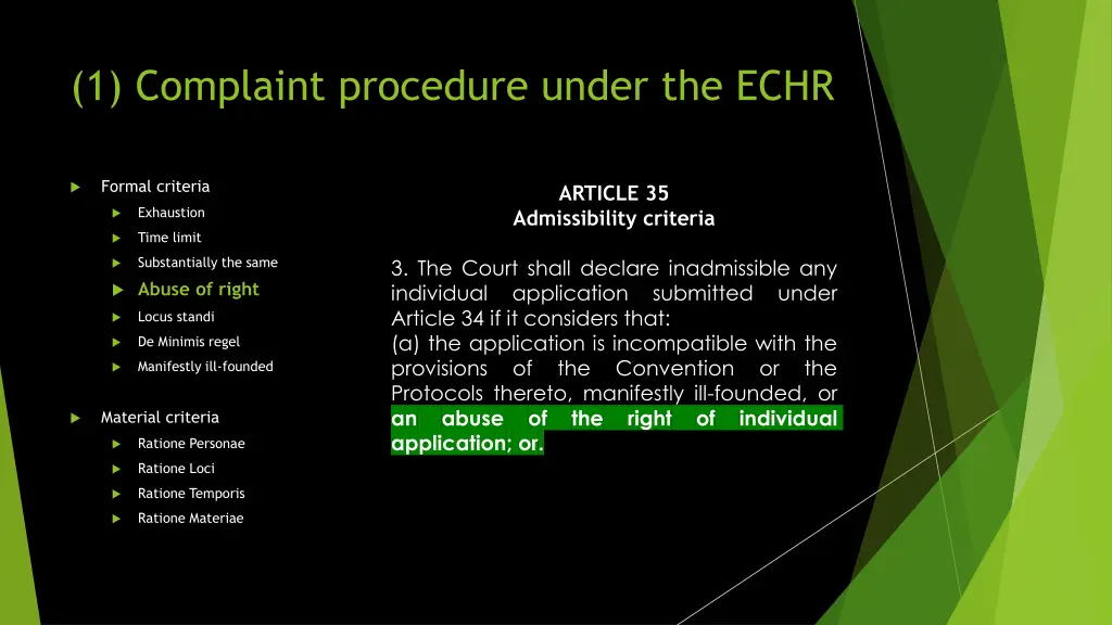 1 complaint procedure under the echr 4