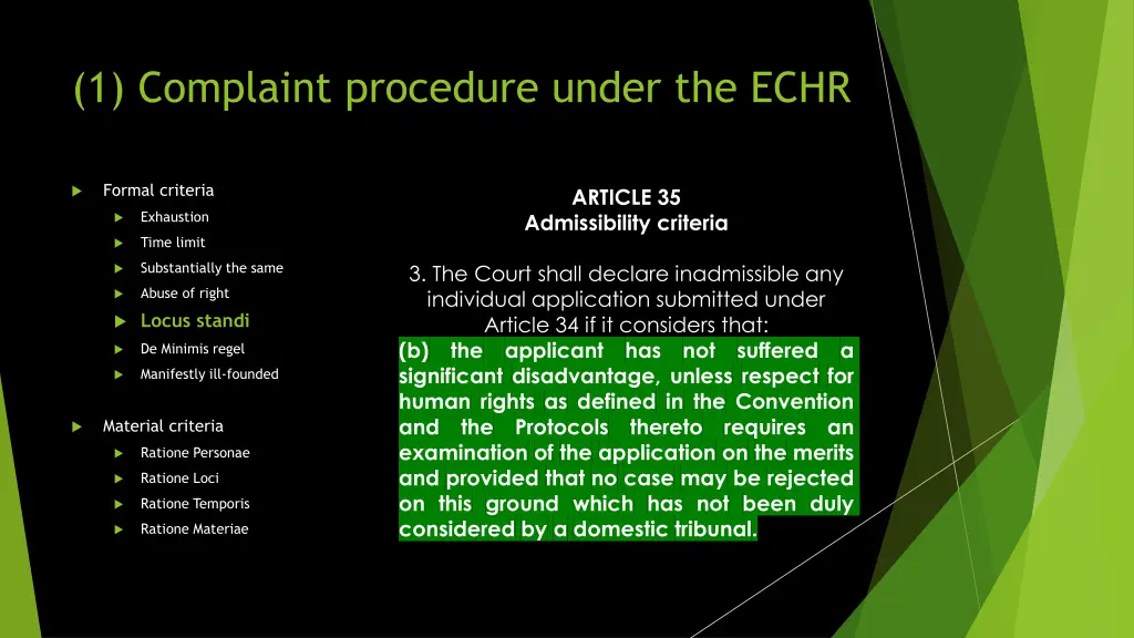 1 complaint procedure under the echr 5
