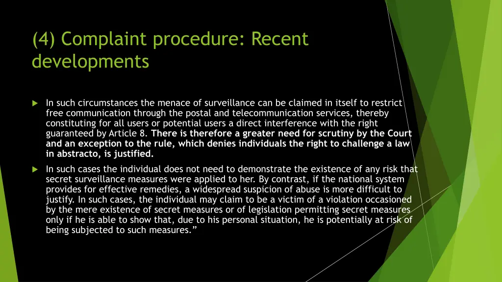 4 complaint procedure recent developments 4
