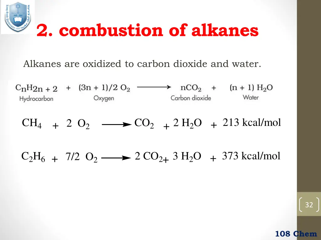 2 combustion of alkanes
