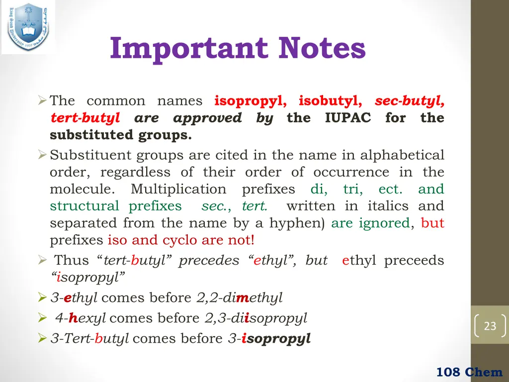 important notes